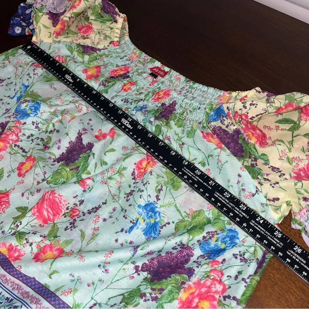 Ruby Yaya Floral Boho Off Shoulder Peasant Blouse Size M Festival Gypsy Top